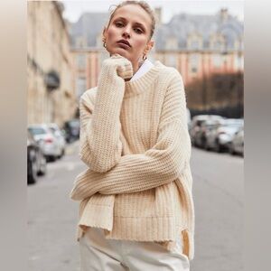 Vikortia & Woods Nevermore Cable Knit Wool Alpaca Blend Sweater Size 00 Cream